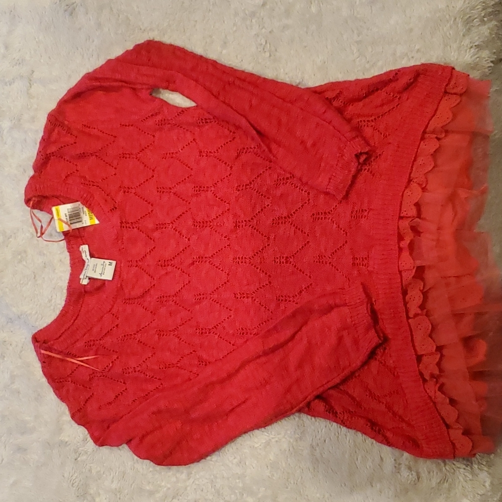 Sweater/Blouse Top Dark Pink/Fuchsia, Size Medium